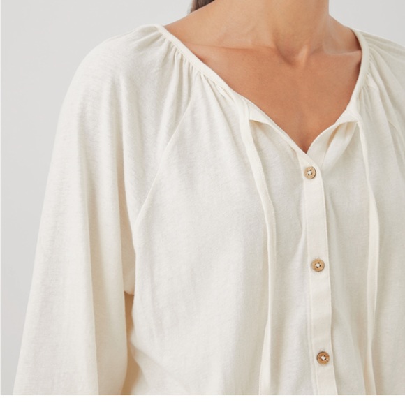 Pact women’s blue long sleeve poet top button up medium organic cotton - Picture 2 of 6